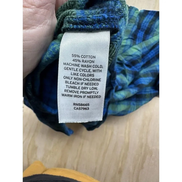 Flannel Shirt! Rayon Cotton Button Up Oversized XS Blue Green BP Quality Plaid - Picture 6 of 6